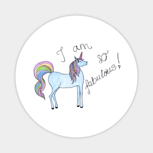 I am fabulous blue cute unicorn Magnet